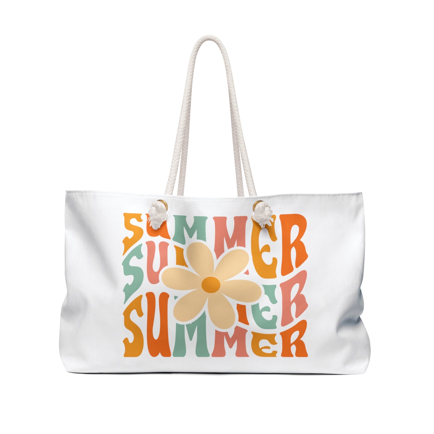 White Retro Summer Weekender Bag