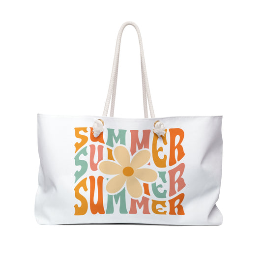 White Retro Summer Weekender Bag
