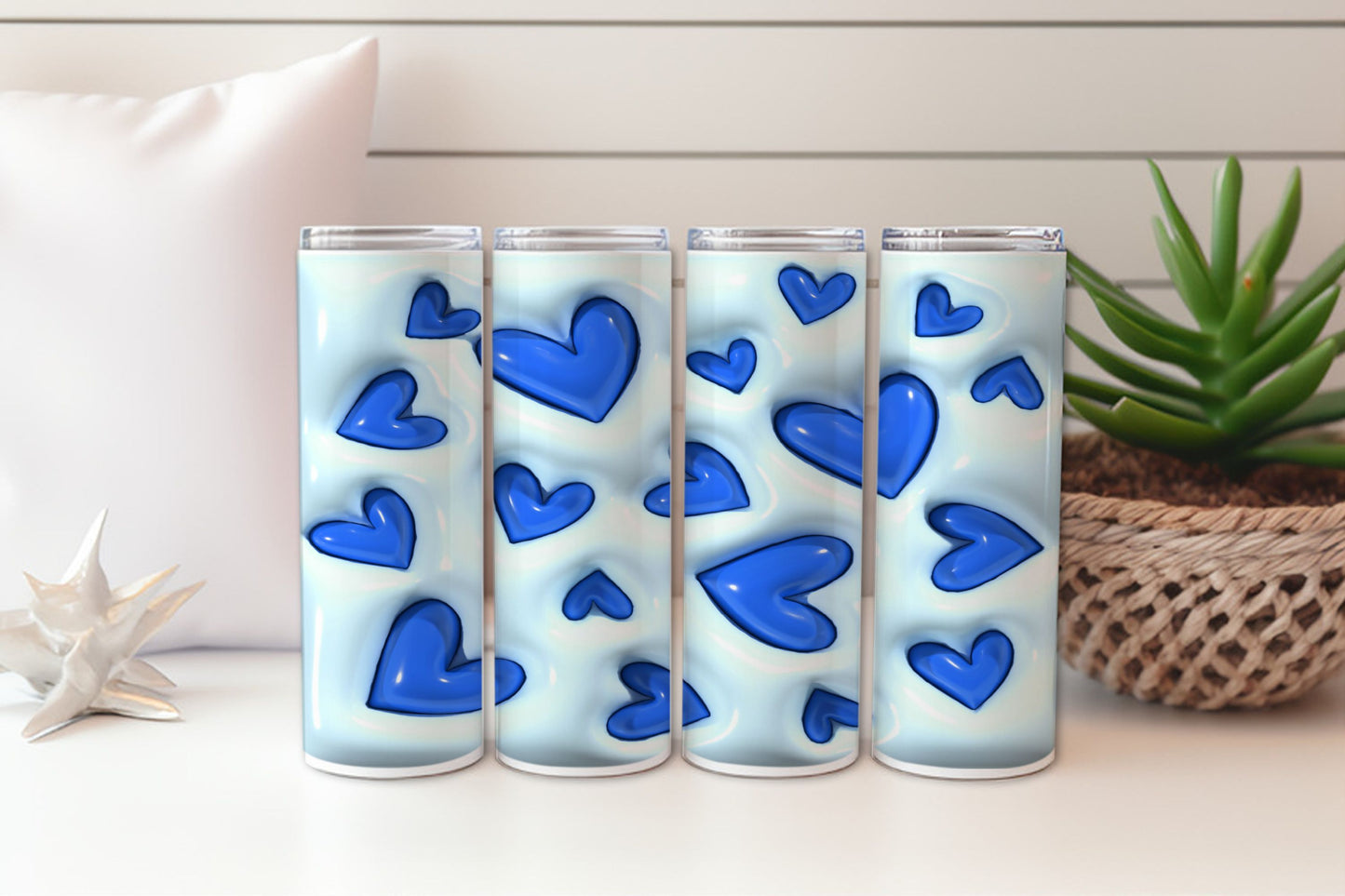Blue Hearts 3D Design
