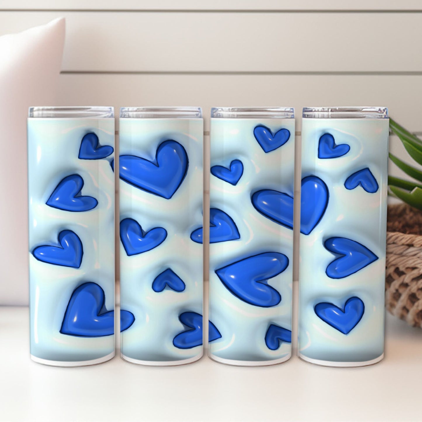 Blue Hearts 3D Design