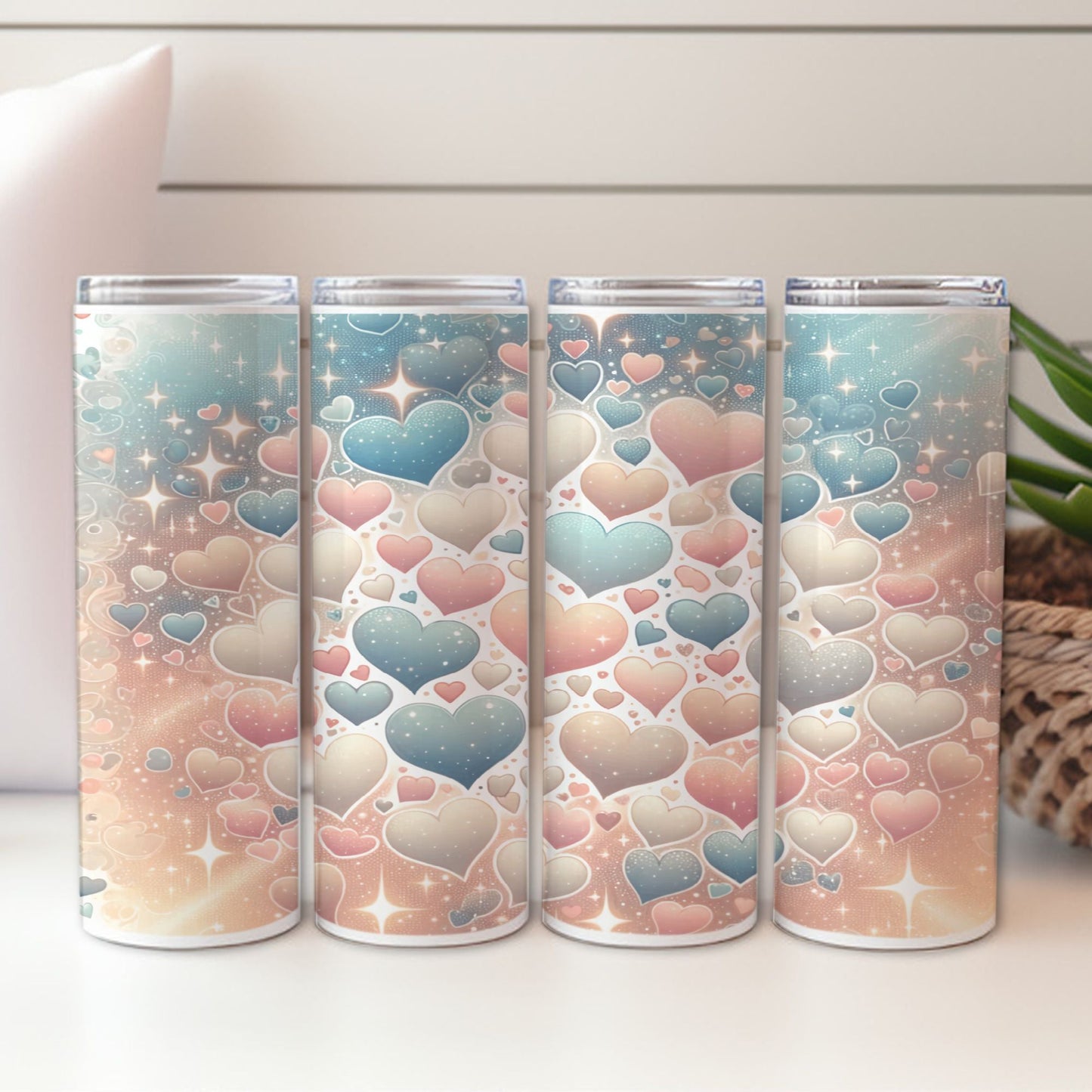Blue and Pink Hearts