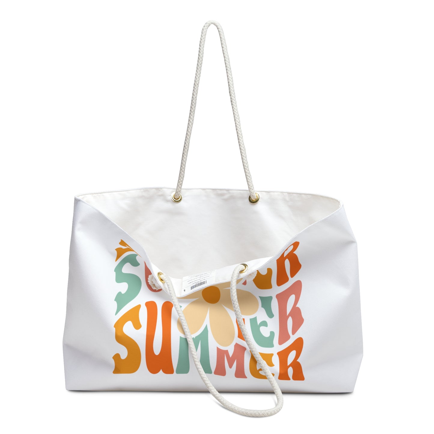 White Retro Summer Weekender Bag