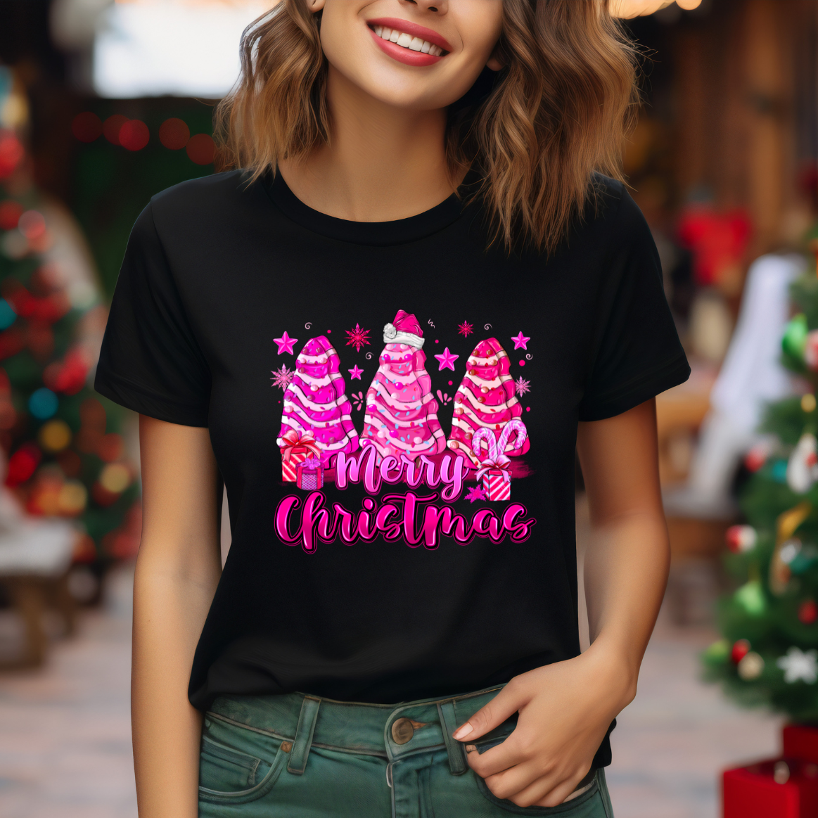Merry Christmas in Pink Tee