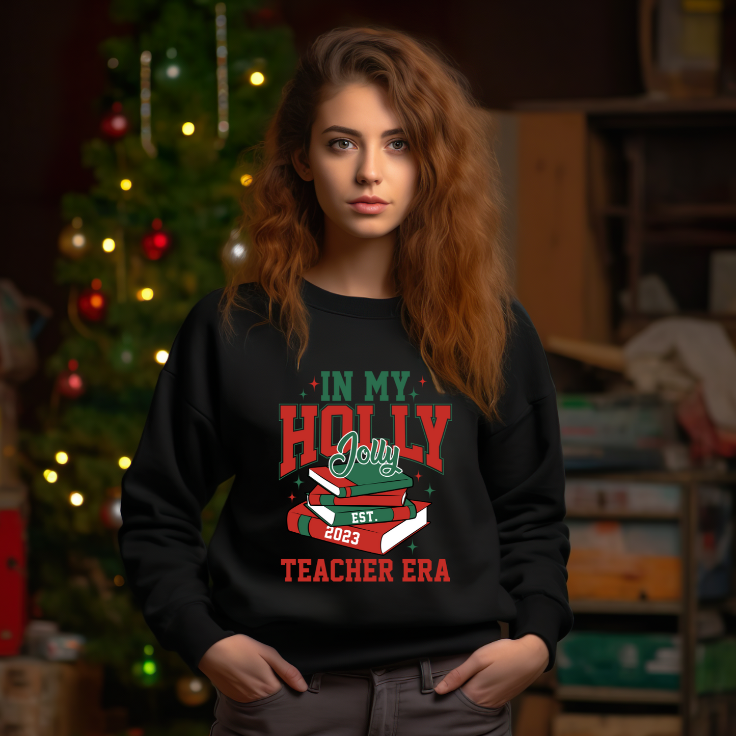 In My Holly Jolly Teacher Era Sweatshirt