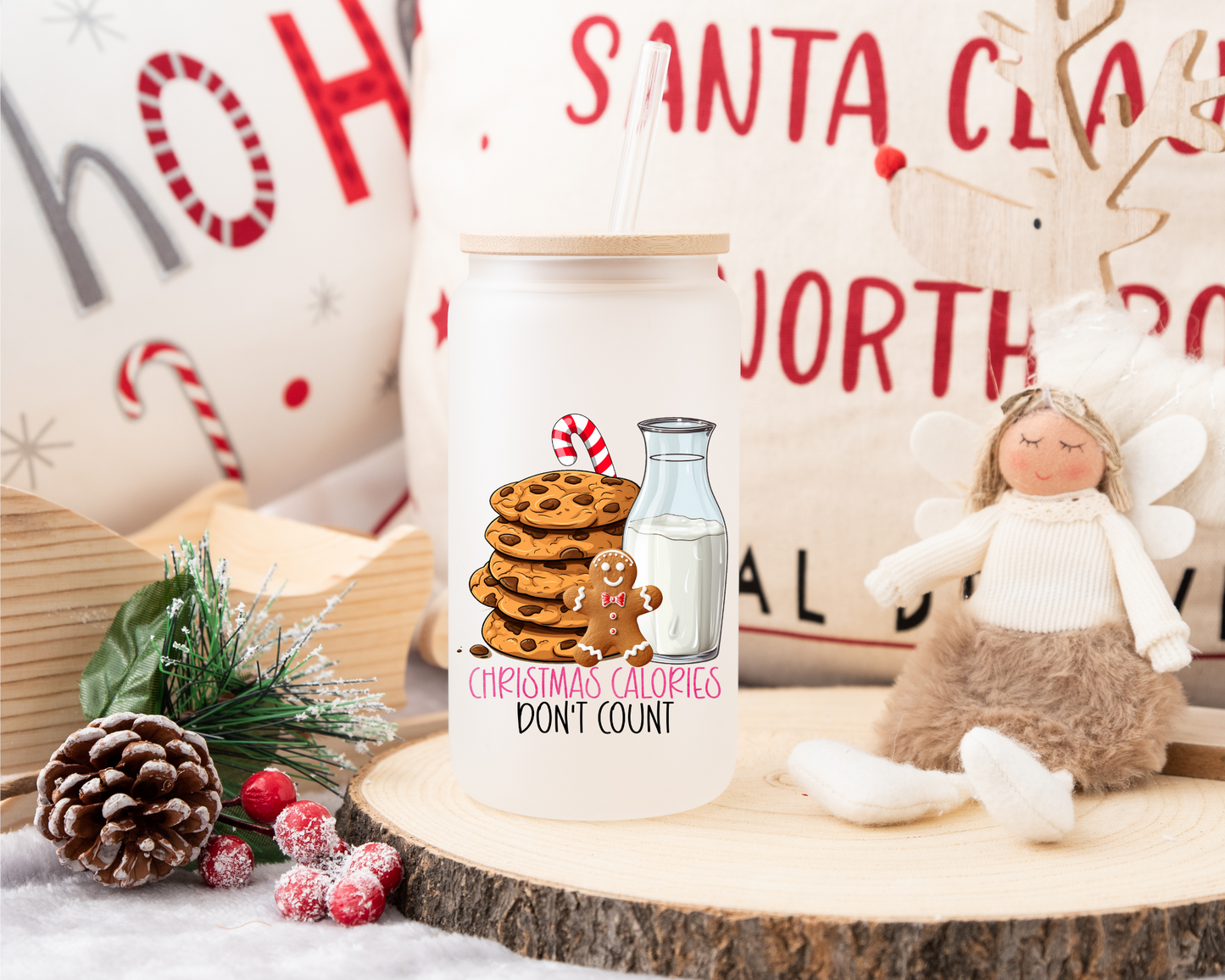 Christmas Calories Don't Count Iced Coffee Glass