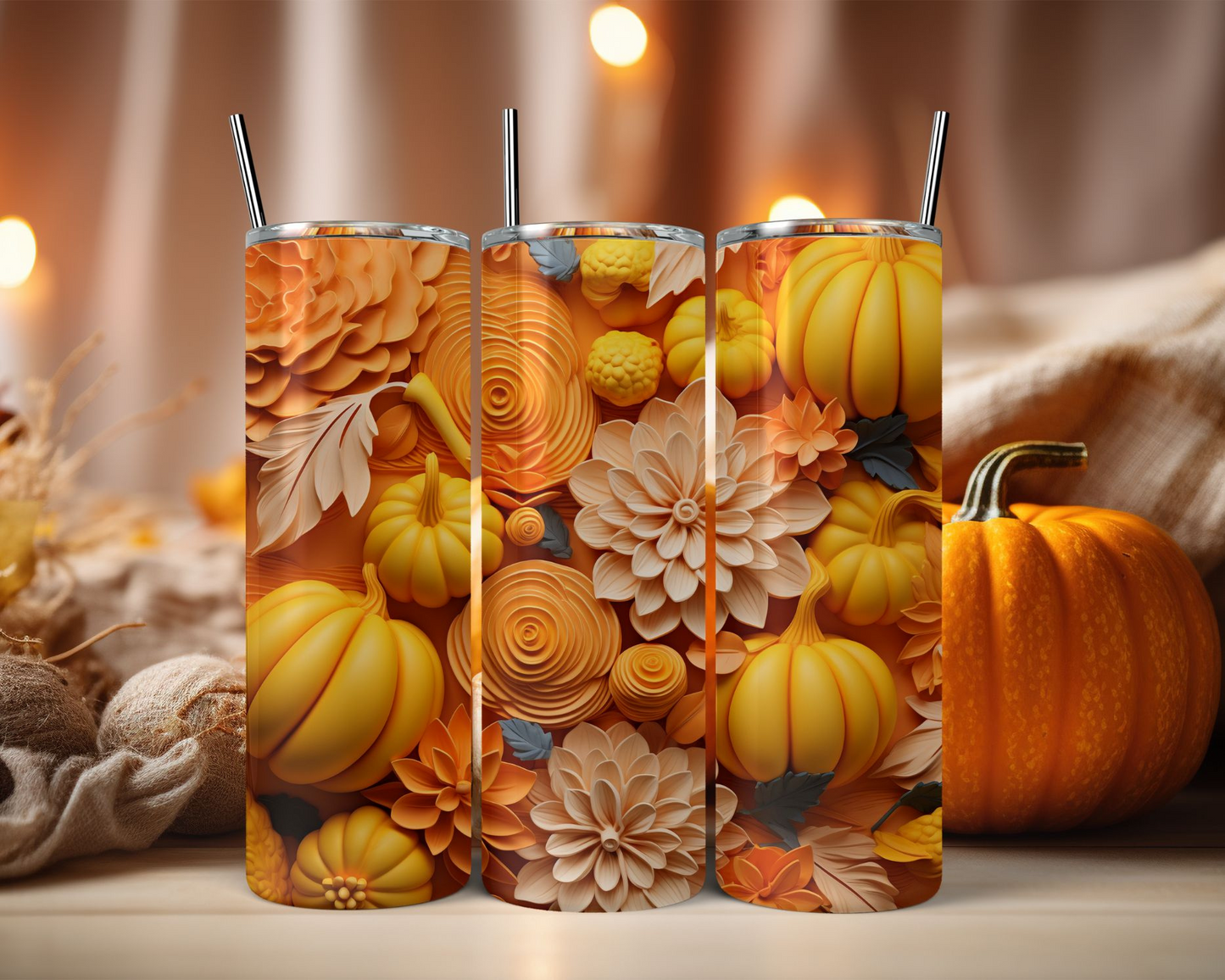 Fall Flowers and Pumpkins
