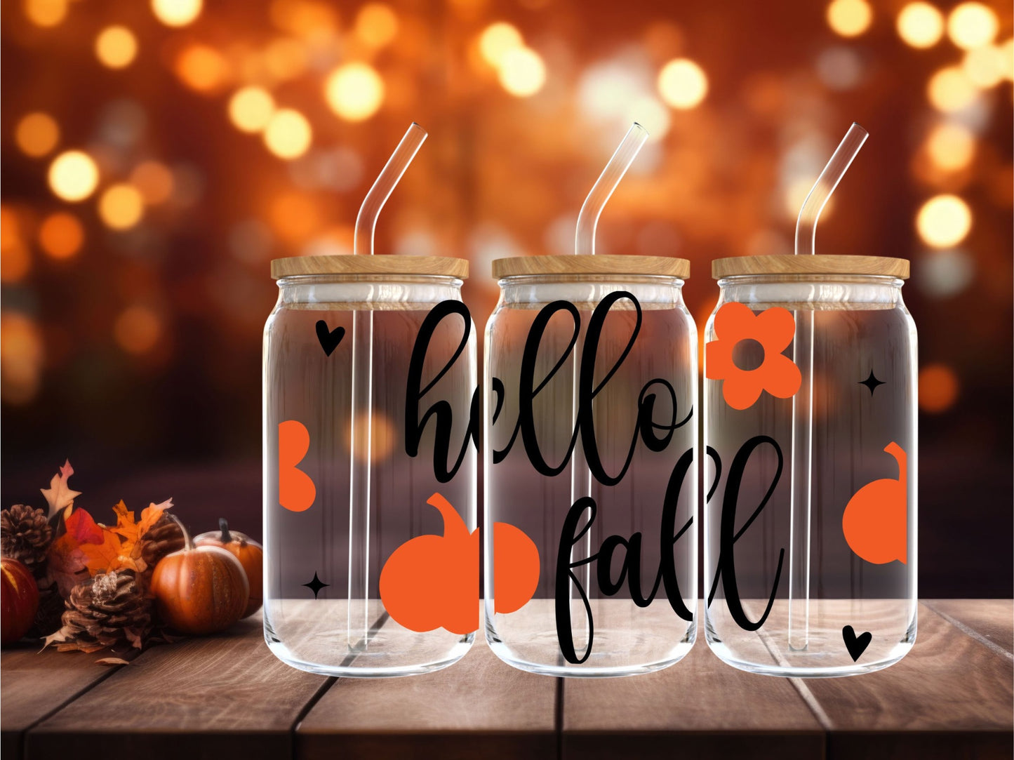 Hello Fall Iced Coffee Glass