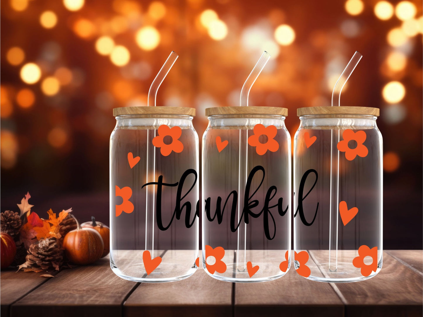 Thankful Iced Coffee Glass