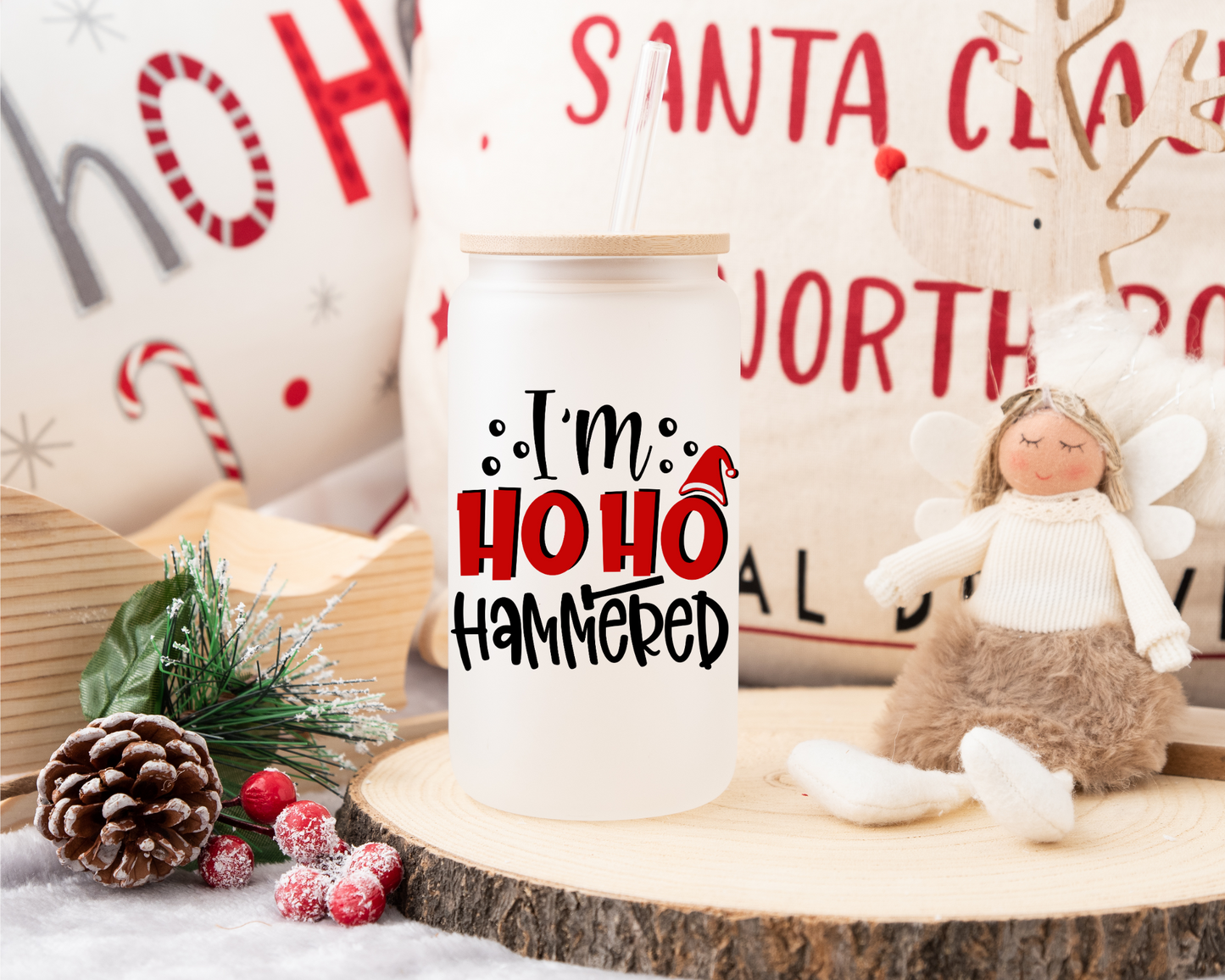 I'm Ho Ho Hammered Iced Coffee Glass