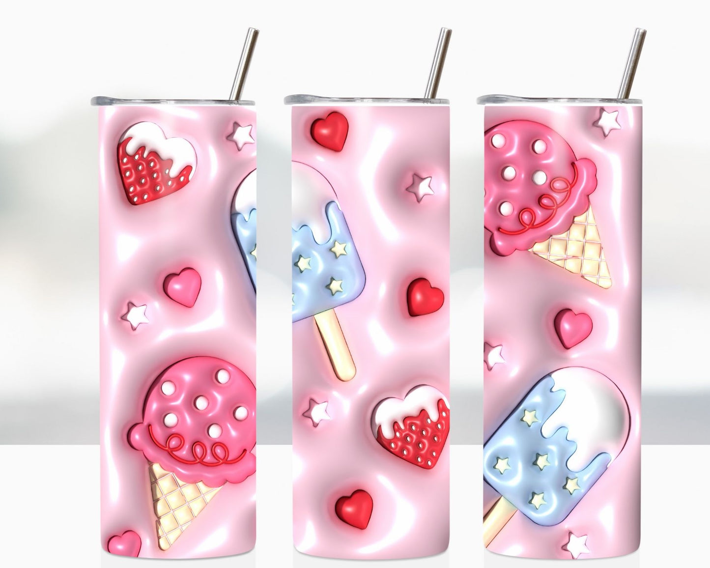 Strawberry Ice Cream 3D Design