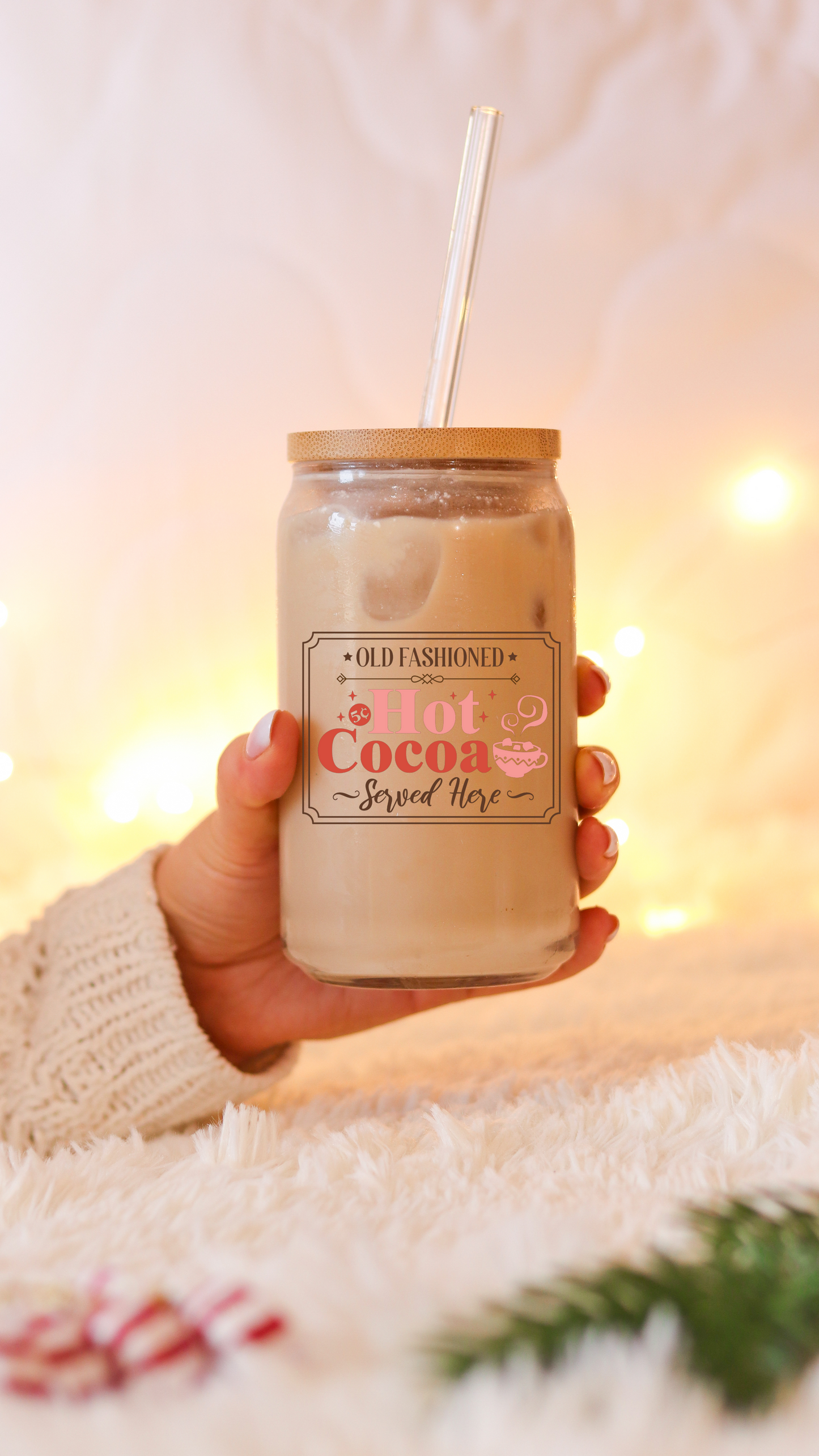 Old Fashioned Hot Cocoa Iced Coffee Glass