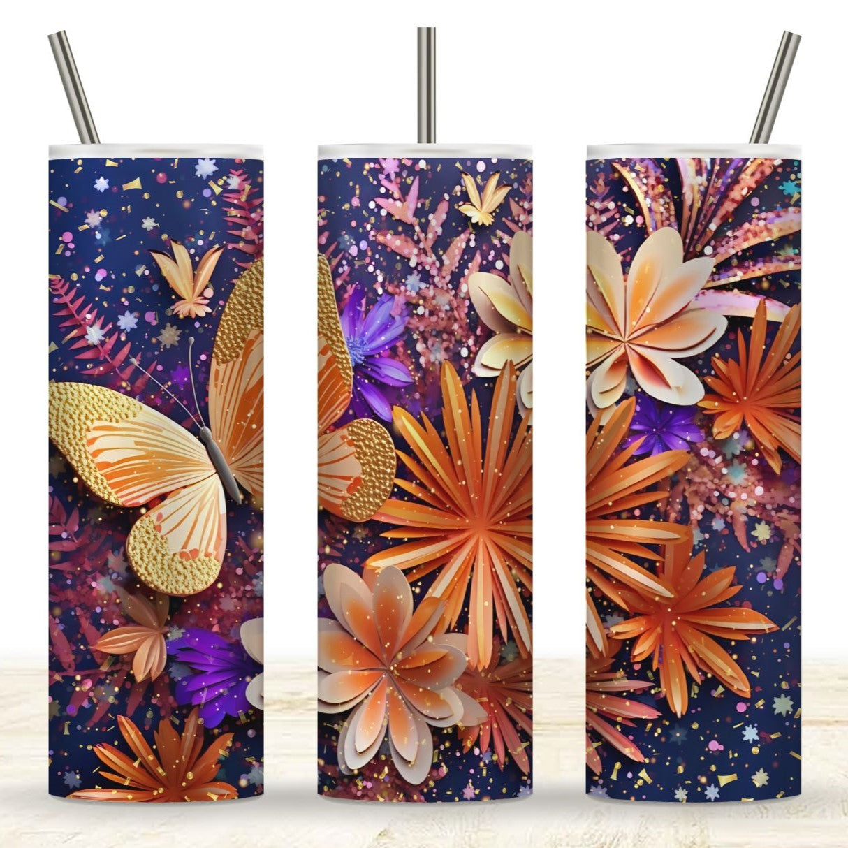 Sparkling Orange Butterflies