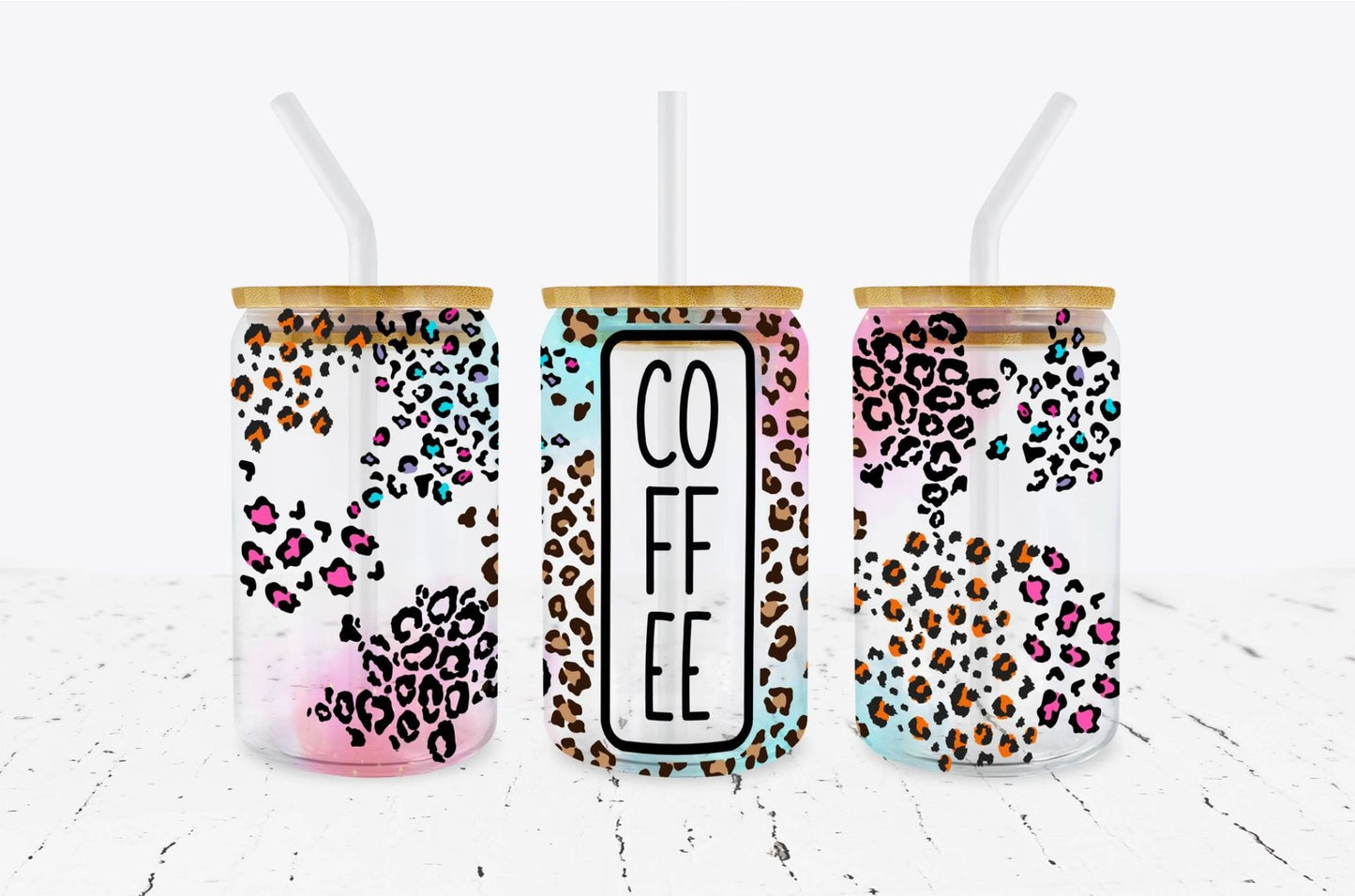 Cheetah Print Iced Coffee Glass