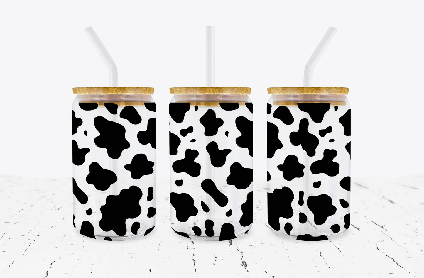 Cow Print Iced Coffee Glass