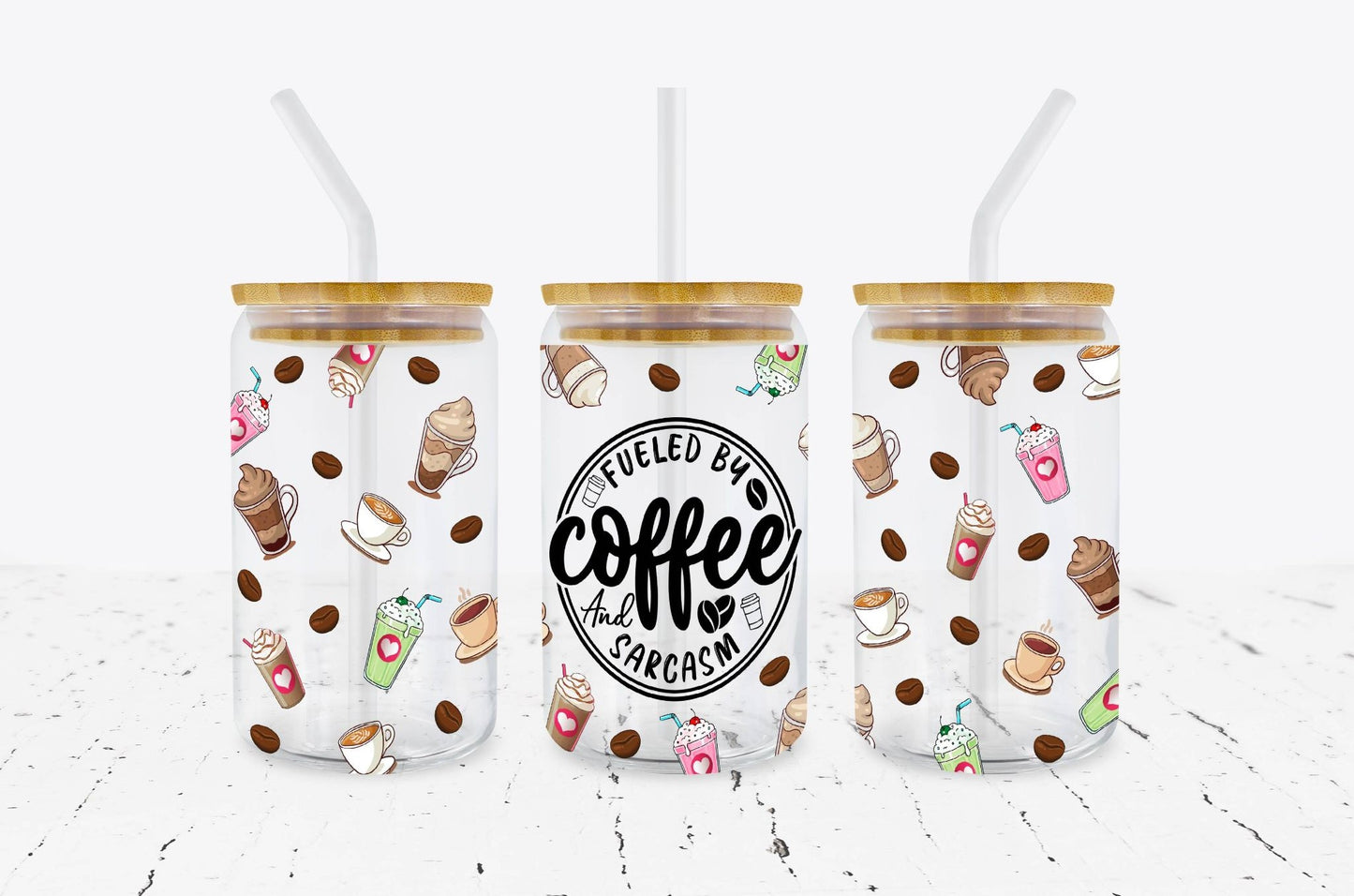 Fueled by Coffee and Sarcasm Iced Coffee Glass