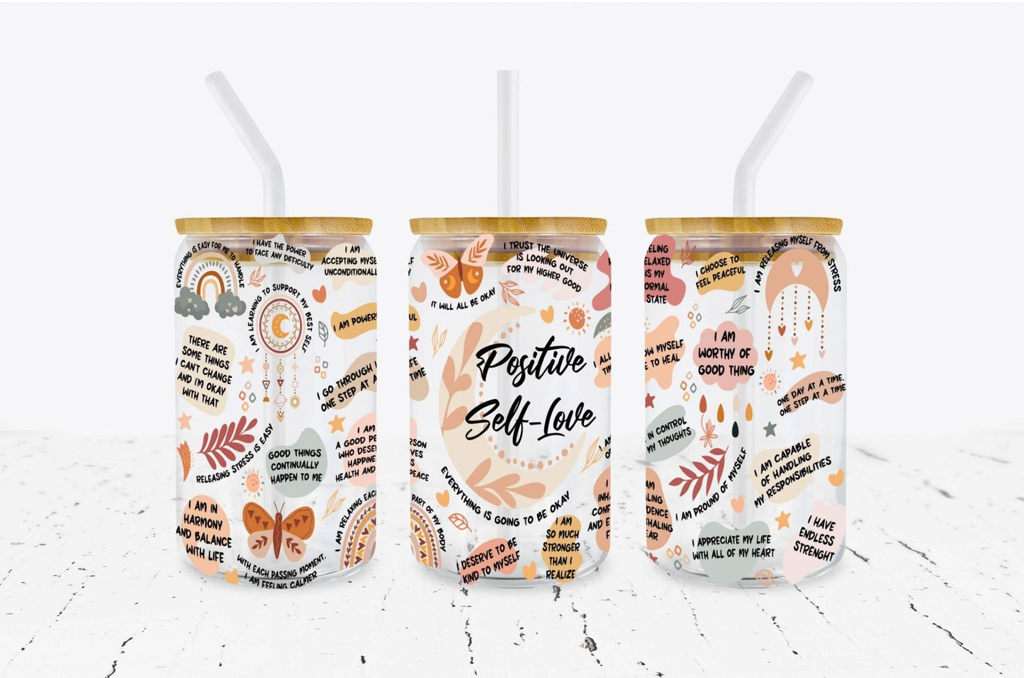Positive Self Love Iced Coffee Glass
