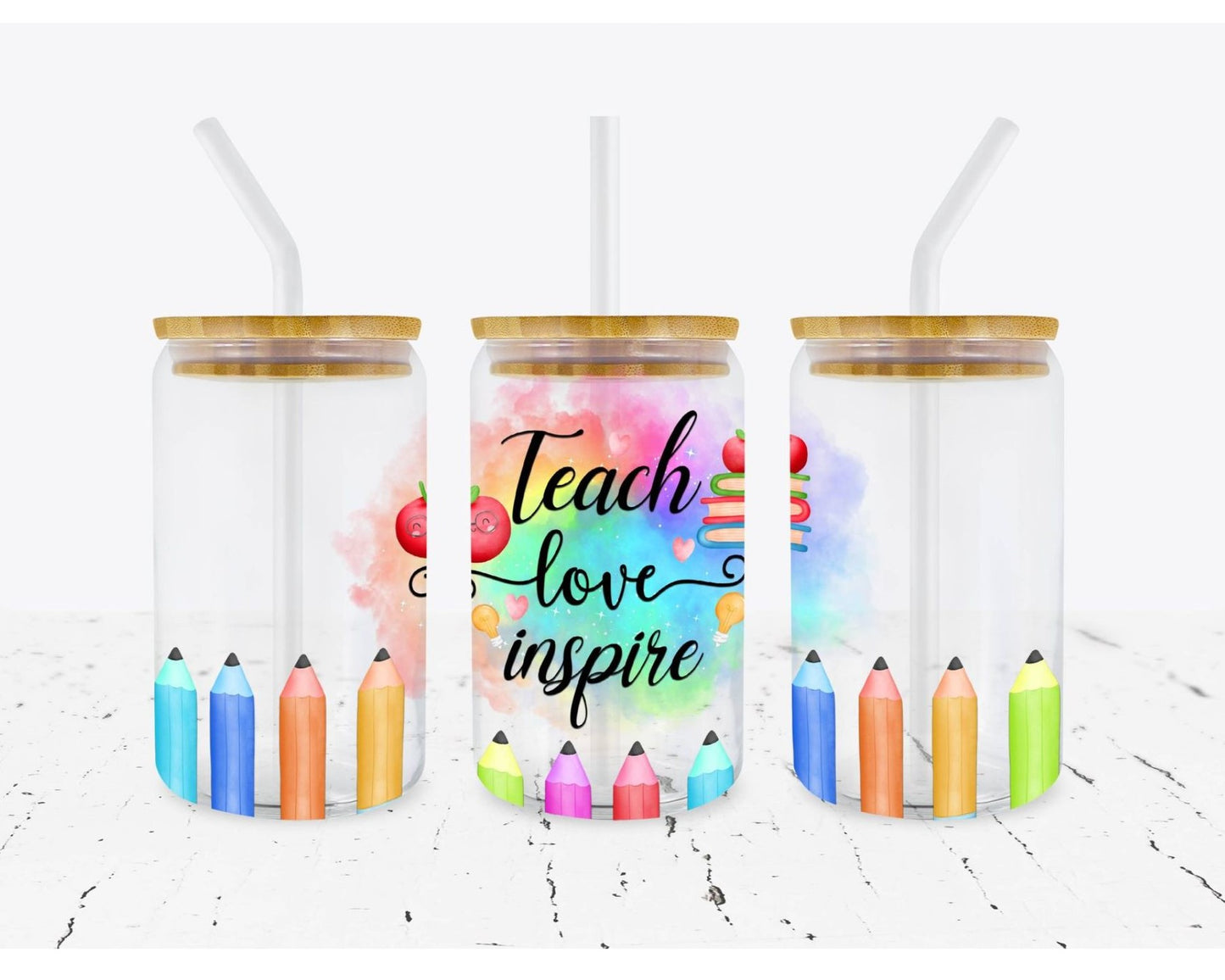 Teach, Love, Inspire Iced Coffee Glass