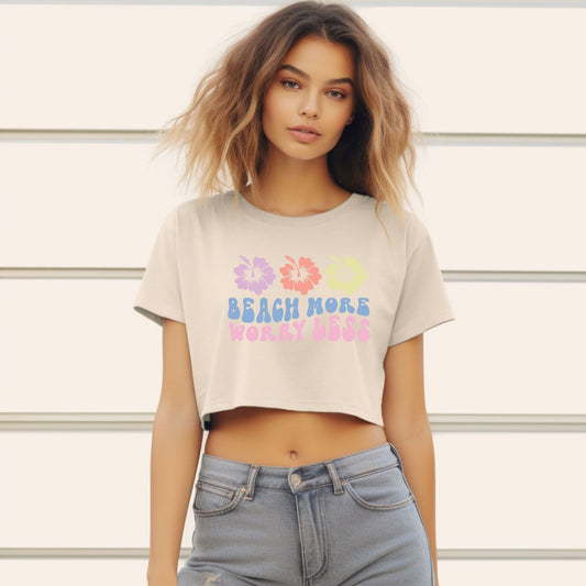 Beach More Worry Less Cropped Tee
