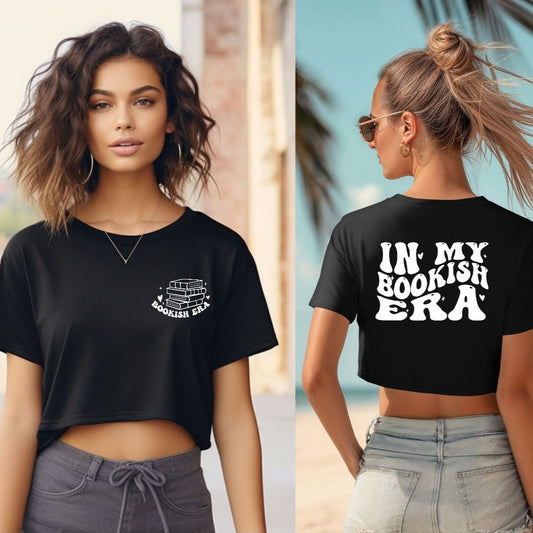 In my Book Era Flowy Crop Tee (Front and Back Design)