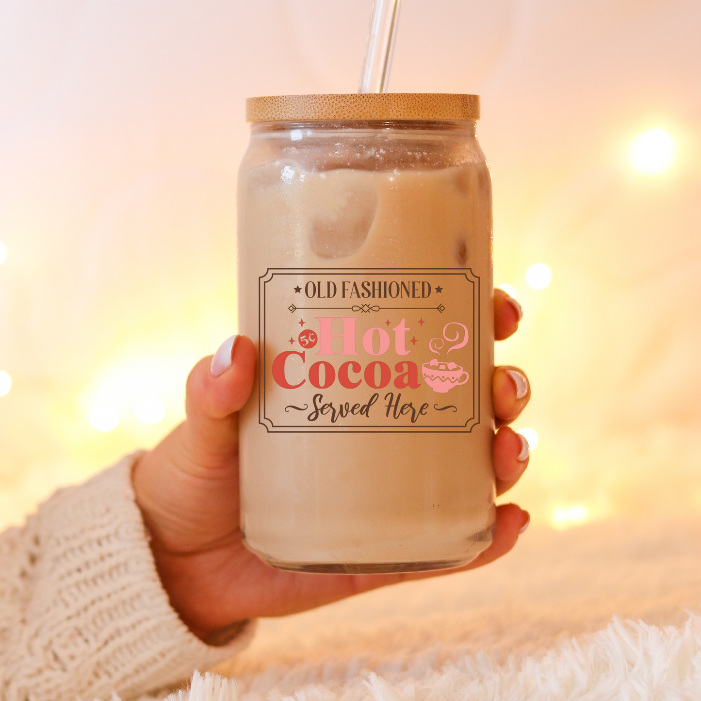 Old Fashioned Hot Cocoa Iced Coffee Glass