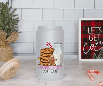 Christmas Calories Don't Count Iced Coffee Glass