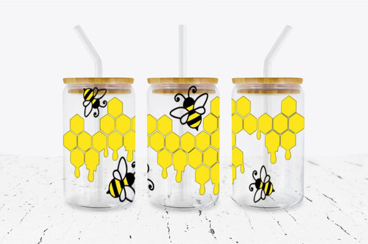 Bee Iced Coffee Glass